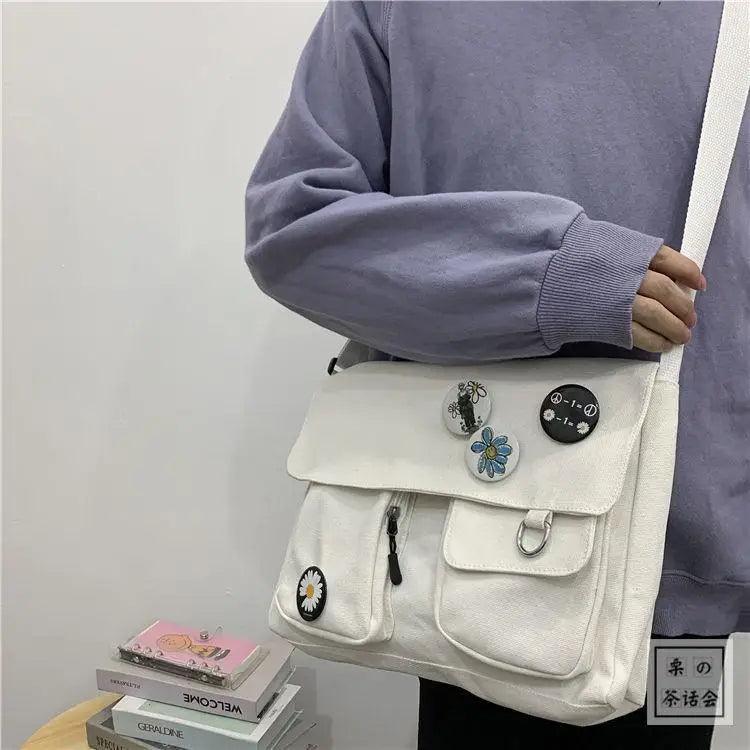 Durable Canvas Diagonal Cross Bag Youth Fashion And Casual Version Ladies Large Capacity Shoulder Bag For Women And Girls