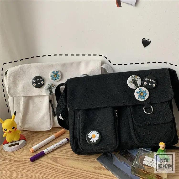 Durable Canvas Diagonal Cross Bag Youth Fashion And Casual Version Ladies Large Capacity Shoulder Bag For Women And Girls