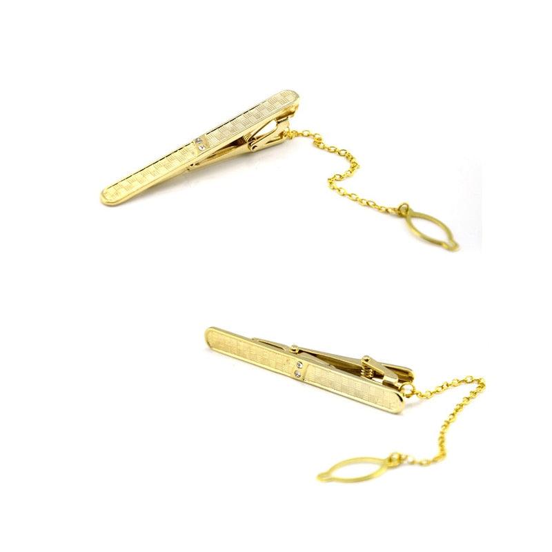 Elegant Gold Color Tie Clip And Cufflink Set For Men Classic Cufflinks Tie Clip Set Men Novelty Cuff Links Elegant Tie Bar Gifts For Wedding Classic Tie Clips Cufflinks Sets Unique Vintage Men Jewelry For Party