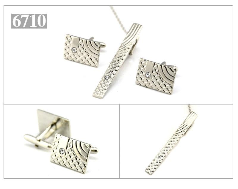 Elegant Gold Color Tie Clip And Cufflink Set For Men Classic Cufflinks Tie Clip Set Men Novelty Cuff Links Elegant Tie Bar Gifts For Wedding Classic Tie Clips Cufflinks Sets Unique Vintage Men Jewelry For Party