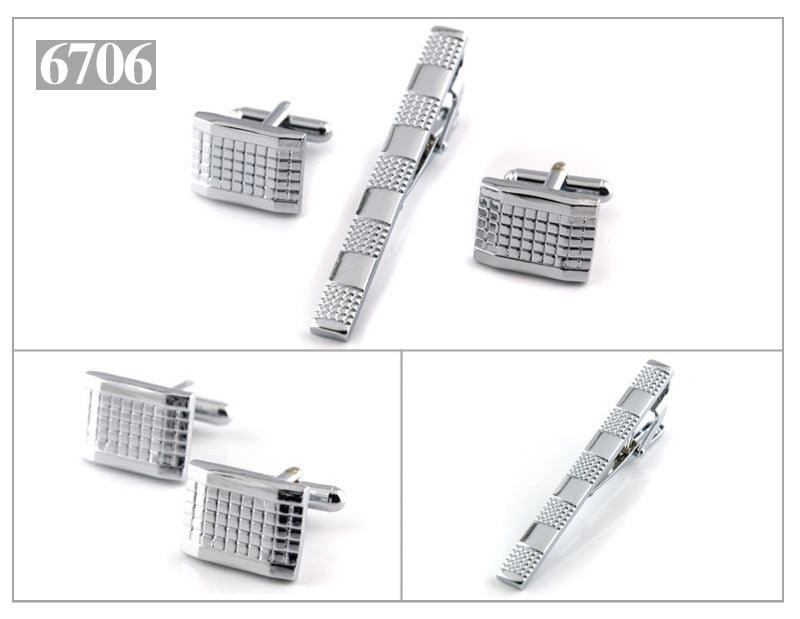 Elegant Gold Color Tie Clip And Cufflink Set For Men Classic Cufflinks Tie Clip Set Men Novelty Cuff Links Elegant Tie Bar Gifts For Wedding Classic Tie Clips Cufflinks Sets Unique Vintage Men Jewelry For Party