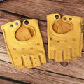 Elegant Men Leather Fingerless Gloves Yellow Cool Stylish Design Comfortable Gloves For Men