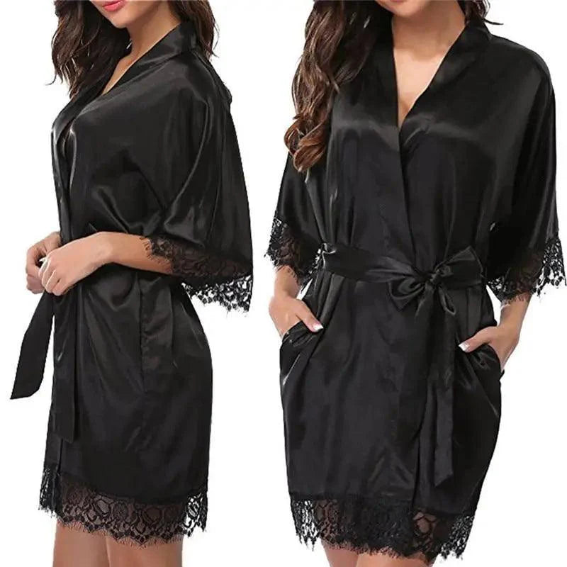Elegant White Design Silk Short Women Bathrobe Classic Soft And Comfortable Women's Style Sleepwear Indoor Bathrobe