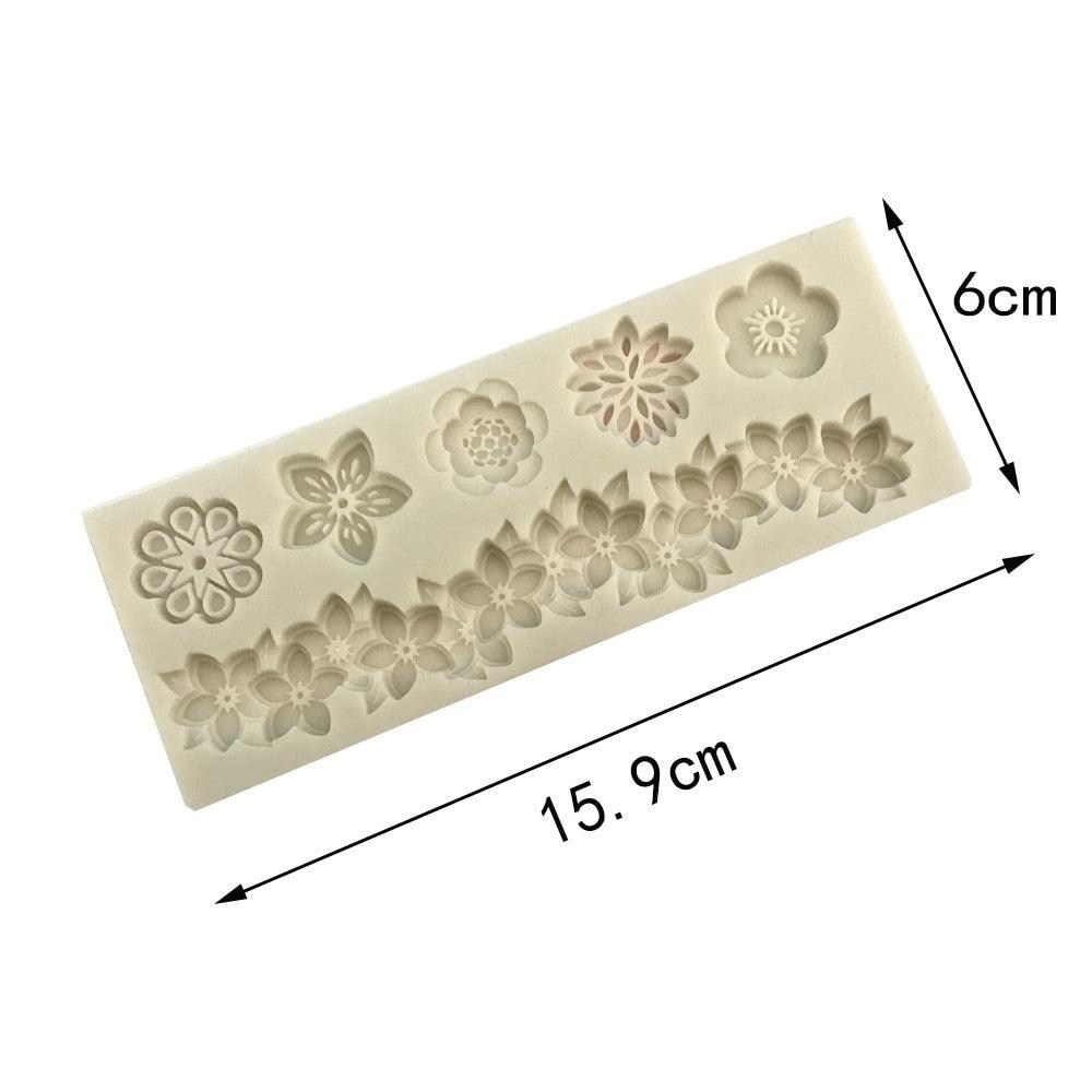 Flowers Silicone Mold Cake Circumference Flower Bunch Mold Soft Candy Mould Rose Beautiful Daisy Rose Leaf And Mini Flowers Candy Silicone Eco Friendly Mold