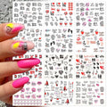 Geometrics Blue Flower Leaves Water Decals Stickers Special Floral Transfer Slider For Nails Decoration Nail Art Stickers Black White Flower Palm Leaf Nail Self-Adhesive Decals Nail Stickers Water Transfer Fresh Nail Decals for Nail Art Butterfly Palm