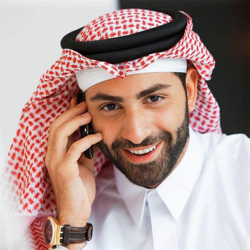 Islamic Men Traditional Costumes Men Plaid Hat Head Scarf Turban Muslim Hijabs Ramadan Pray Caps Unisex Scarves Tassel Desert Arab Keffiyeh Shawl Scarf Military Shemagh Tactical Desert Keffiyeh Head Neck Scarf Arab Wrap with Tassel