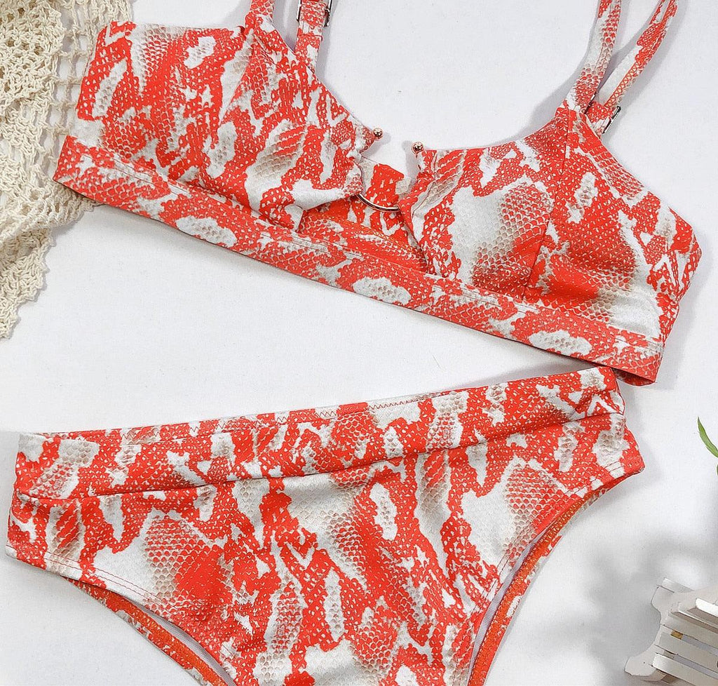Leopard Bikinis Bikini Swimming Women's Bathing Suits Push Up Swimsuit Women's Padded Underwire Bikini  Wire Push Up Bathing Suit Leopard Printed High Cut Vintage Swimsuit