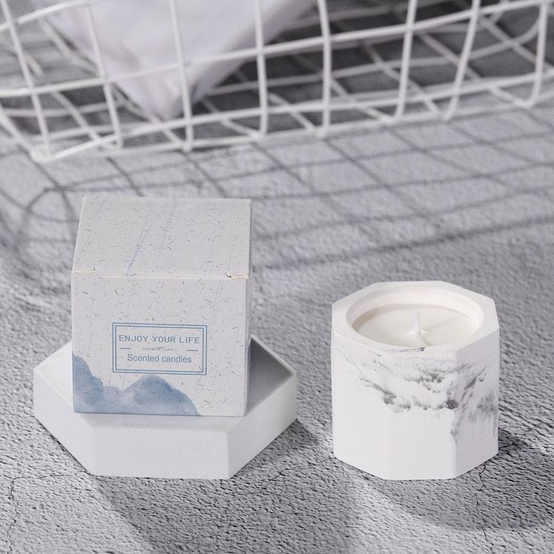 Marbled Plaster Scented Soy Candles Candlestick Aromatherapy For Party Gifts Marbled Plaster Scented Soy Candles Candlestick Aromatherapy Stress Relief Candles For Birthday Wedding Decoration Christmas Handmade