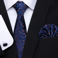 Men Elegant Red Silk Tie Classic Necktie Cufflinks Set Business Necktie With Handkerchief Perfect Match With Wedding Suit
