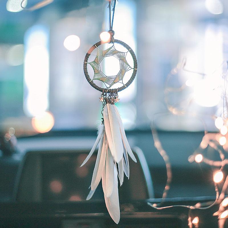 Mini 38cm Dream Catchers Hanging Room Decoration Indian Style Feathers Pendants Bag Key Chains Wind Chimes  Wall Decor Native American Handmade For Bedroom Car & Wall Hanging Decoration Ornaments Dream Catchers For Girls Boys Room