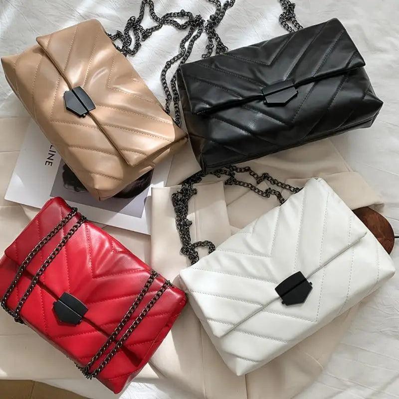 New Famous Casual Chain Crossbody Bags For Women Fashion Simple Shoulder Bag, Designer Handbags PU Leather Messenger Bags For Ladies