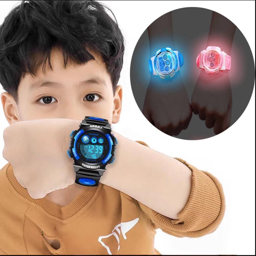 New Girls Boys Watch Waterproof 50M Electronic Watches Luminous Dial Fashion Sports Waterproof Casual Electronic Analog Quartz 7 Colorful Led Watches With Alarm Stopwatch Silicone Band Luminous Wristatches