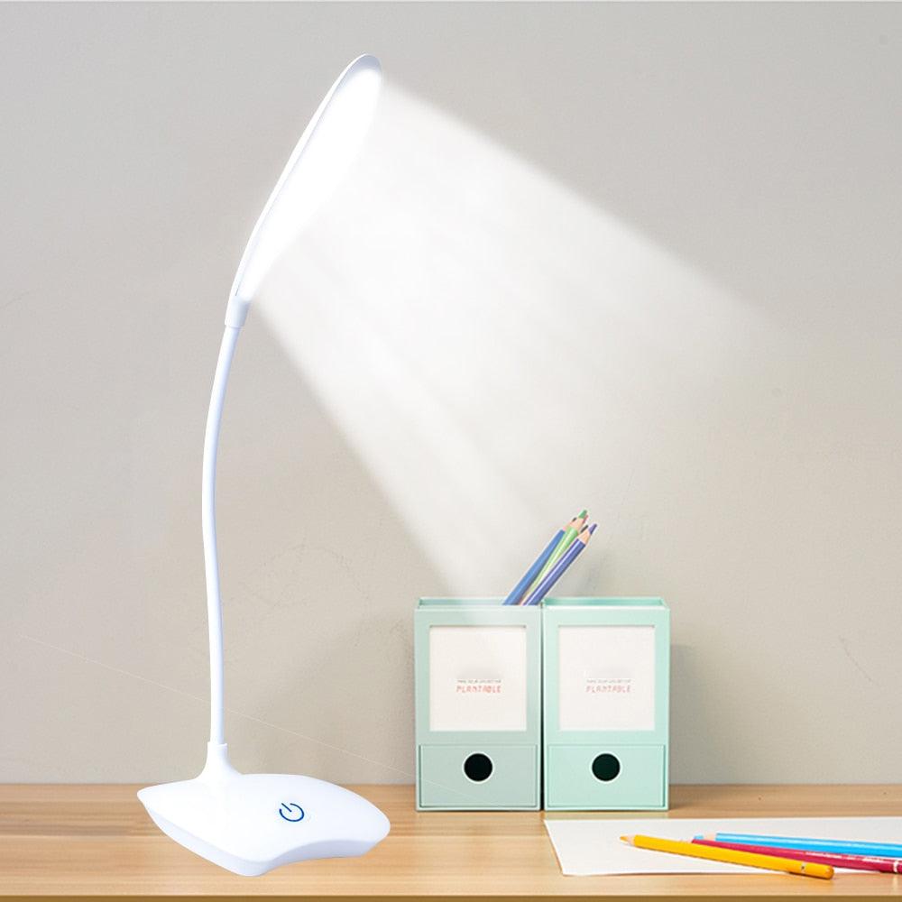 Office Desk LED Table Lamp USB Rechargeable Battery Bright Lamp Eye Care Mini Flex Room Desk Children's Lamp Bedroom Nightstand Decorative Table Lamp Cute Study Lamps for Bedroom Décor