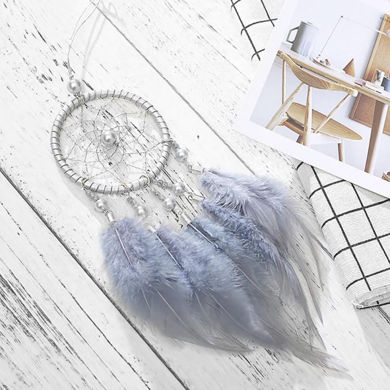 Pink Handmade Dream Catcher Wind Chimes Indian Style Feather Pendant Dream Catcher Car Hanging Decoration Wind Chime Wall Hanging Home Decor