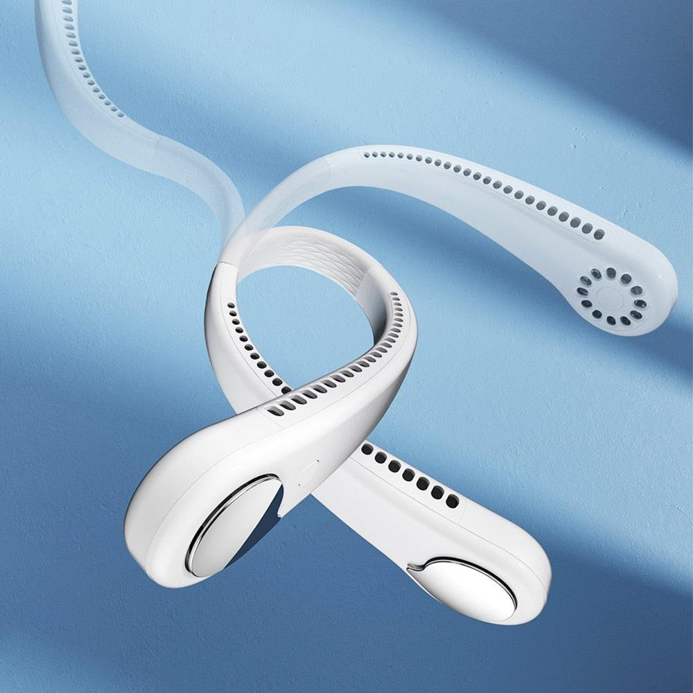 Portable Neck Fan USB Rechargeable Bladeless Mini Electric Fan Silent Neckband Wearable Cooling Fan for Sports Travel Portable Bladeless Rechargeable Electric Fan for Travel