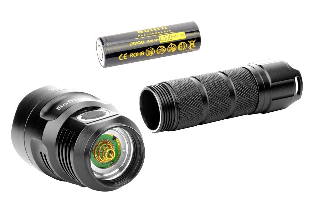 Powerful Flashlight Rechargeable Waterproof Searchlight Powerful Long Beam Distance LED Super Bright Flashlight Cree Torch with  Ramping Indicator USB Charger Super Bright Torch Best For Hiking Hunting Camping Outdoor Sport