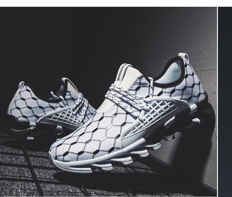 Mens Lightweight Breathable White Sneakers Casual Spring New Fashion Comfortable Walking  Slip-On Sneakers Breathable Fashion Athletic Gym Casual Tennis Sneakers Modern Design Shoes