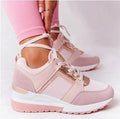 Women Sneakers Leopard Print Lace-Up Women's Vulcanize Shoes Sports Sneakers Breathable Height Increasing Walking Jogging Sneakers Gold Silver Sport Running Women's Sneakers