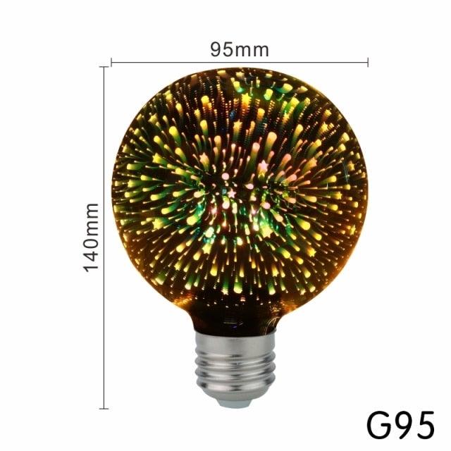 4pcs/lot 3D Firework Led Light Effect Vintage Edison Led Bulb Holiday Decoration Lighting Glass Vintage Edison Bulb Decoration Use For Holiday Party Disco Christmas Bedroom Lighting lamp