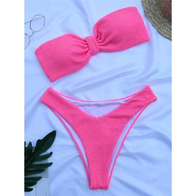 Women One-Shoulder Bikini Swimsuit Women Push Up Swimwear Women's Bathing Suit Comfortable Bikini Ribbed Two Piece Swimsuit Bikini Set Summer Bathing Suit Beach Wear Swimming Suit