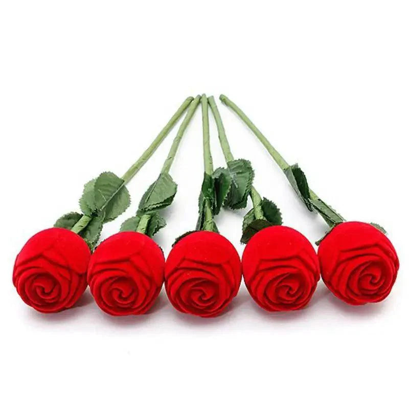 Romantic Red Rose Love Heart Wedding Ring Box Elegant Cases Earring Necklace Jewelry Gift Box Case