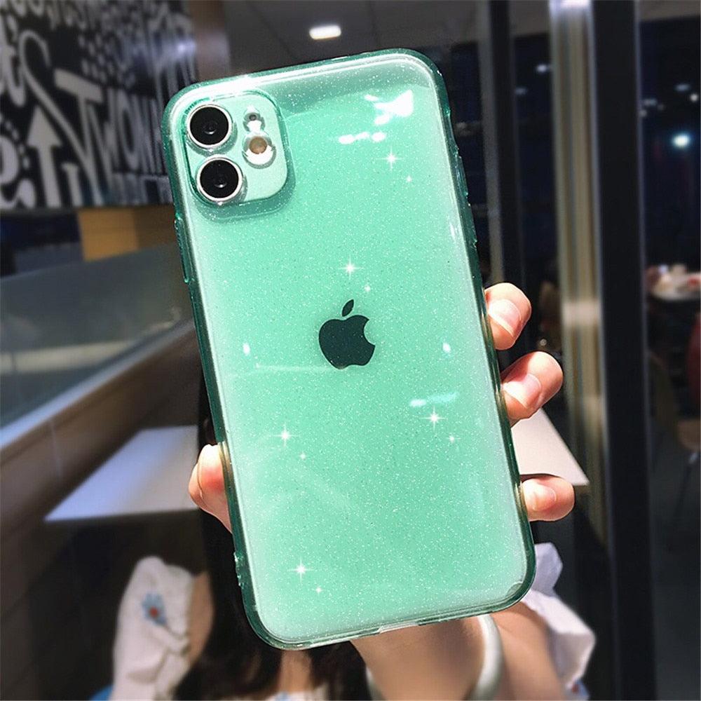 Shiny Candy Color Glitter Transparent Phone Case For iPhone 11 Pro X XR XS Max 7 8 Plus 6 6s Soft Silicone Cover Screen Protection Crystal Clear Glitter Transparent Soft Bumper Silicone Sparkling Cover