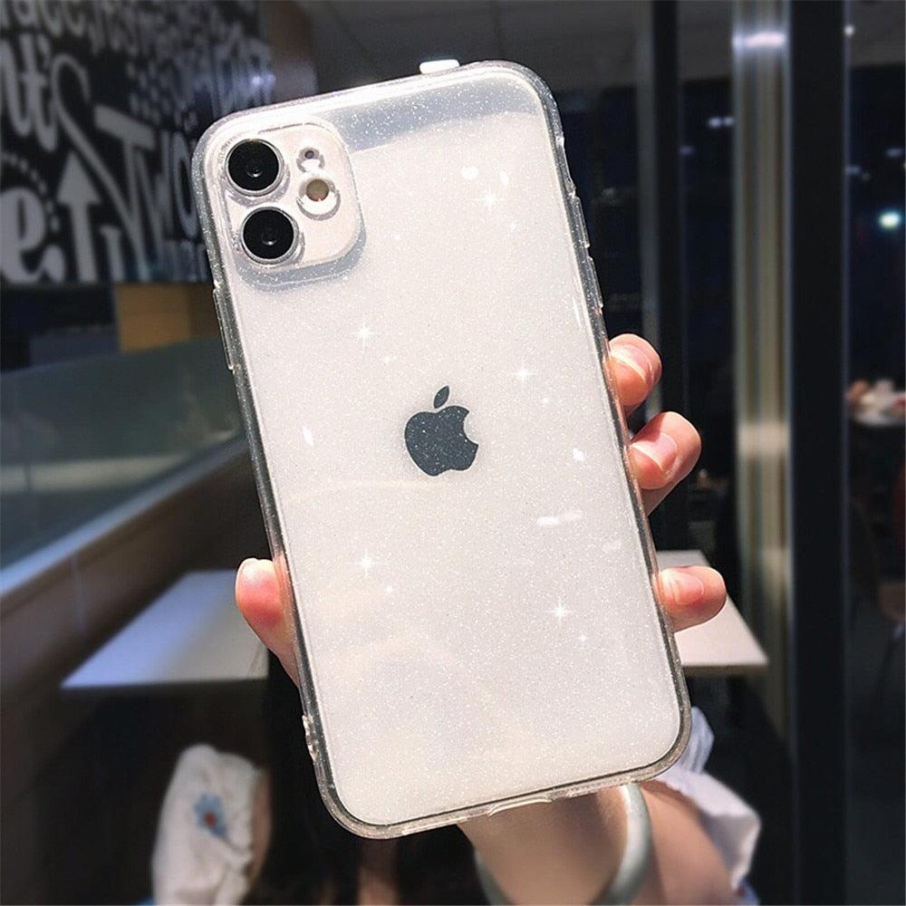 Shiny Candy Color Glitter Transparent Phone Case For iPhone 11 Pro X XR XS Max 7 8 Plus 6 6s Soft Silicone Cover Screen Protection Crystal Clear Glitter Transparent Soft Bumper Silicone Sparkling Cover