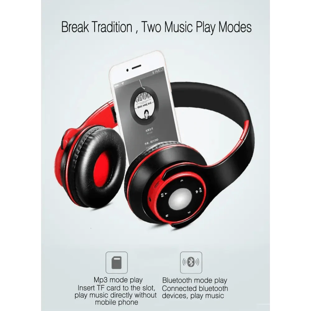 Wireless Headset Bluetooth Earphones and Headphone Foldable Adjustment Bluetooth Wired Headphones TF Card MP3 FM Radios For Online Class Business Trip Travel Video Conference