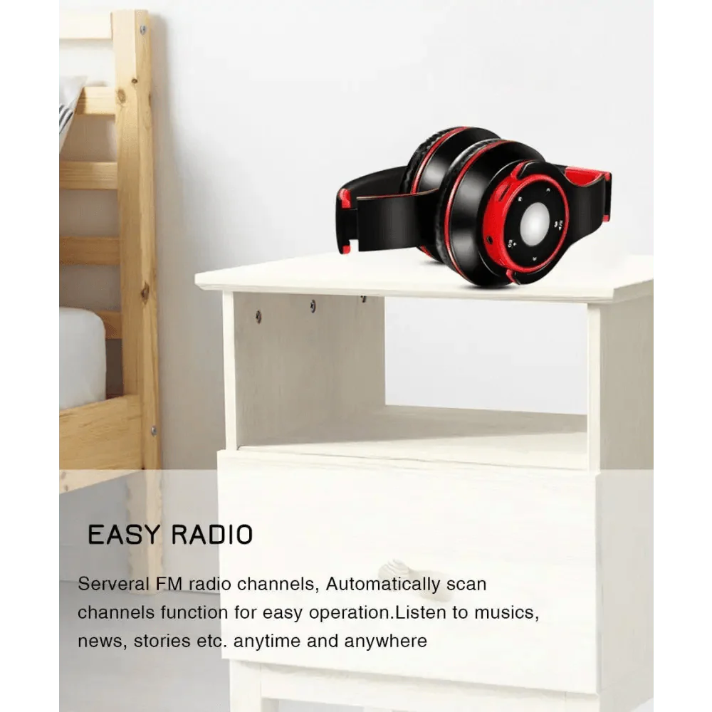 Wireless Headset Bluetooth Earphones and Headphone Foldable Adjustment Bluetooth Wired Headphones TF Card MP3 FM Radios For Online Class Business Trip Travel Video Conference