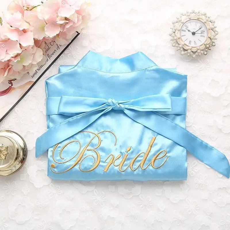 Wedding Satin Bride Robe Elegant Golden Bridesmaid Casual Short Women Nightwear Comfortable Sleepwear