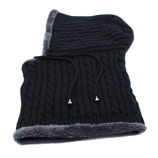 Winter Knitted Hat Beanie Men Beany Skellies Beanies Winter Hats For Women Men Caps Gorgas Bonnet Mask Brand Hats Hooded Cowl Neckerchief with Drawstring Soft Balaclava Pullover Knitted Beanie for Adults Men Women Ski Caps