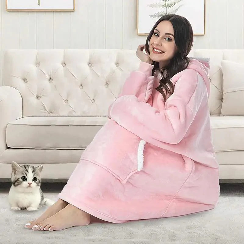 Winter Oversized Wearable Blanket Women Hoodies Sweatshirt TV Blanket With Sleeves Pullover Warm Soft Unisex Hoody Comfortable Sweatshirts For Autumn