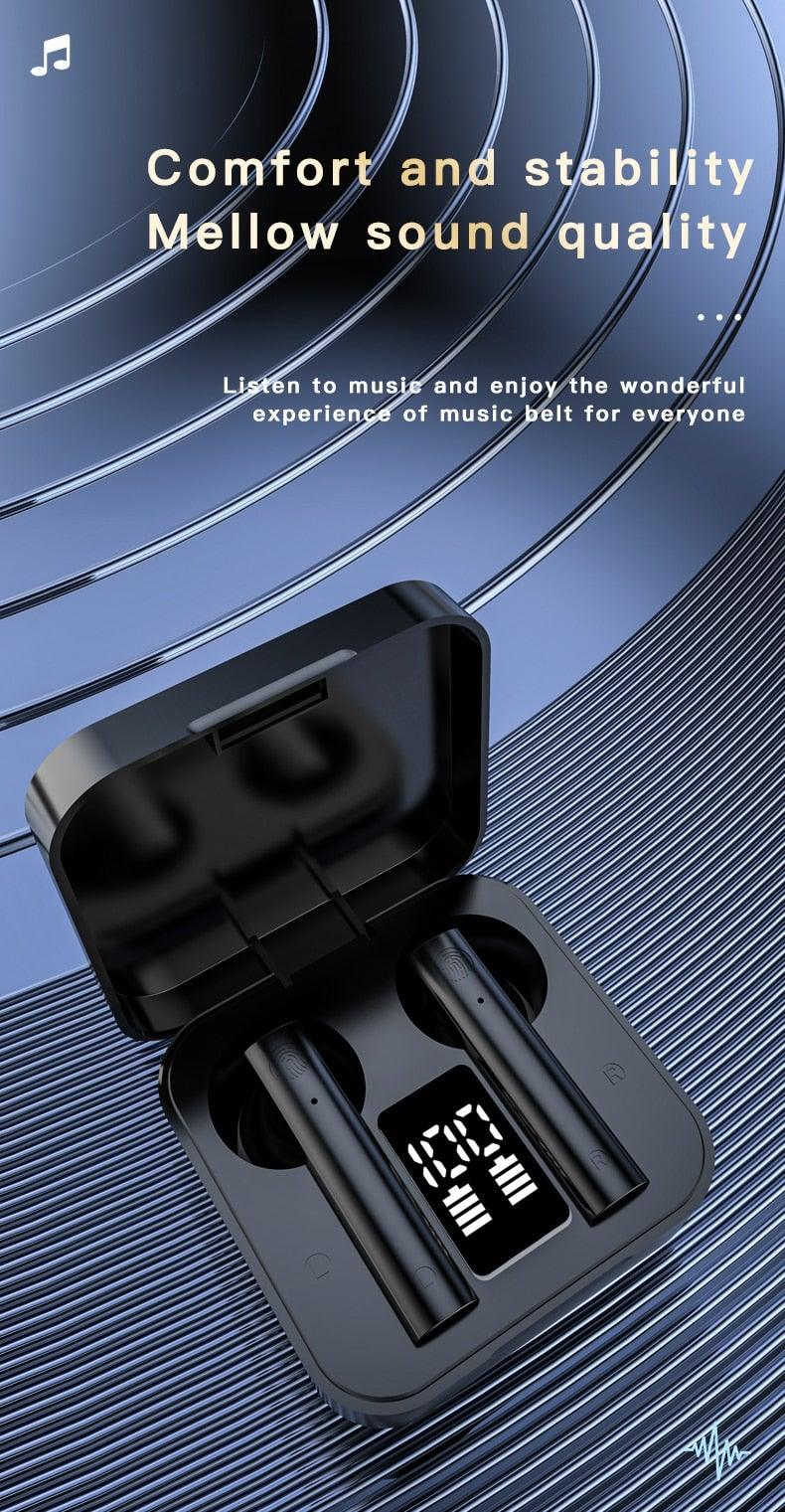 Wireless Bluetooth Earphone Air Sports Running Headphone LED Display Earbuds Noise Reduction Updated Design with Industry Leading Sound & Improved Comfort, Long Wireless Range